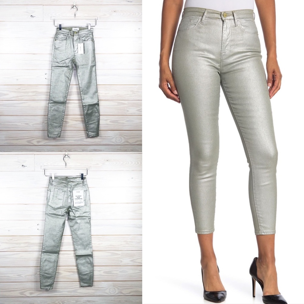 Frame Ali High Rise Metallic Skinny Jeans Size 23